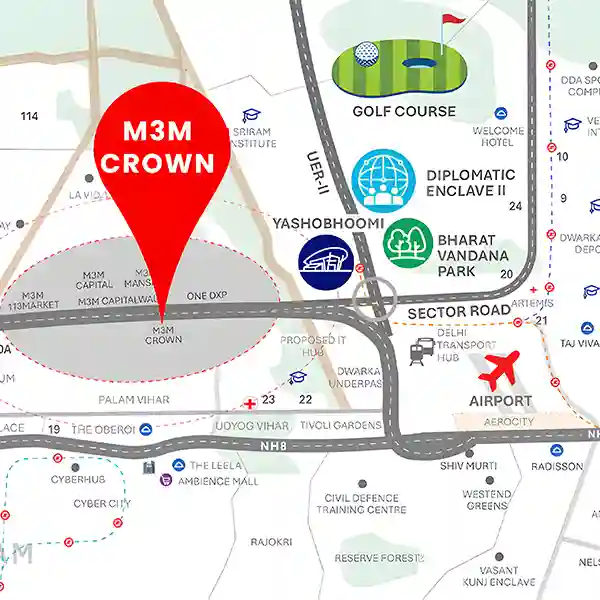 M3M Crown 111 Gurgaon Location