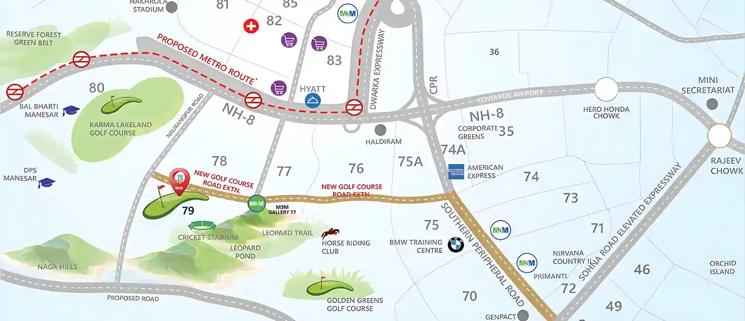 Golf Hills 79 Gurgaon Location Map