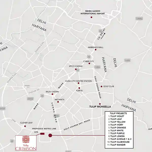 Tulip Crimson Location Map